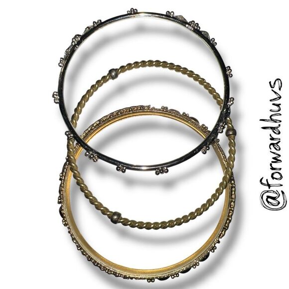 Bundle Sale 3 for $15 | Trio Bangle Bracelet Set - Textured & Decorative - Picture 3 of 8